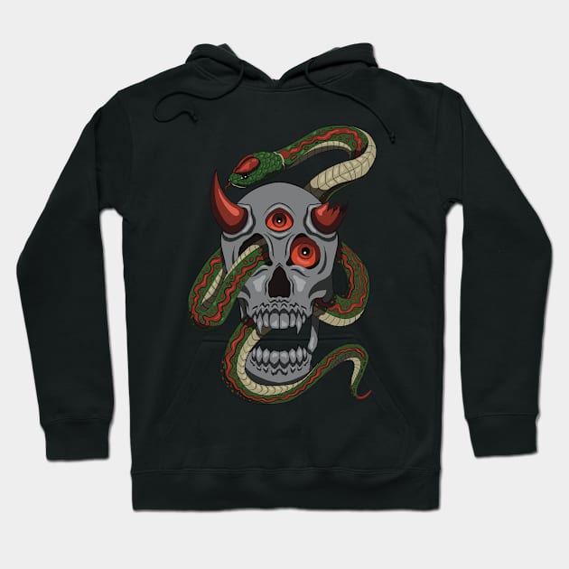 Evil skulls and tricky snakes Hoodie by Watidstudio